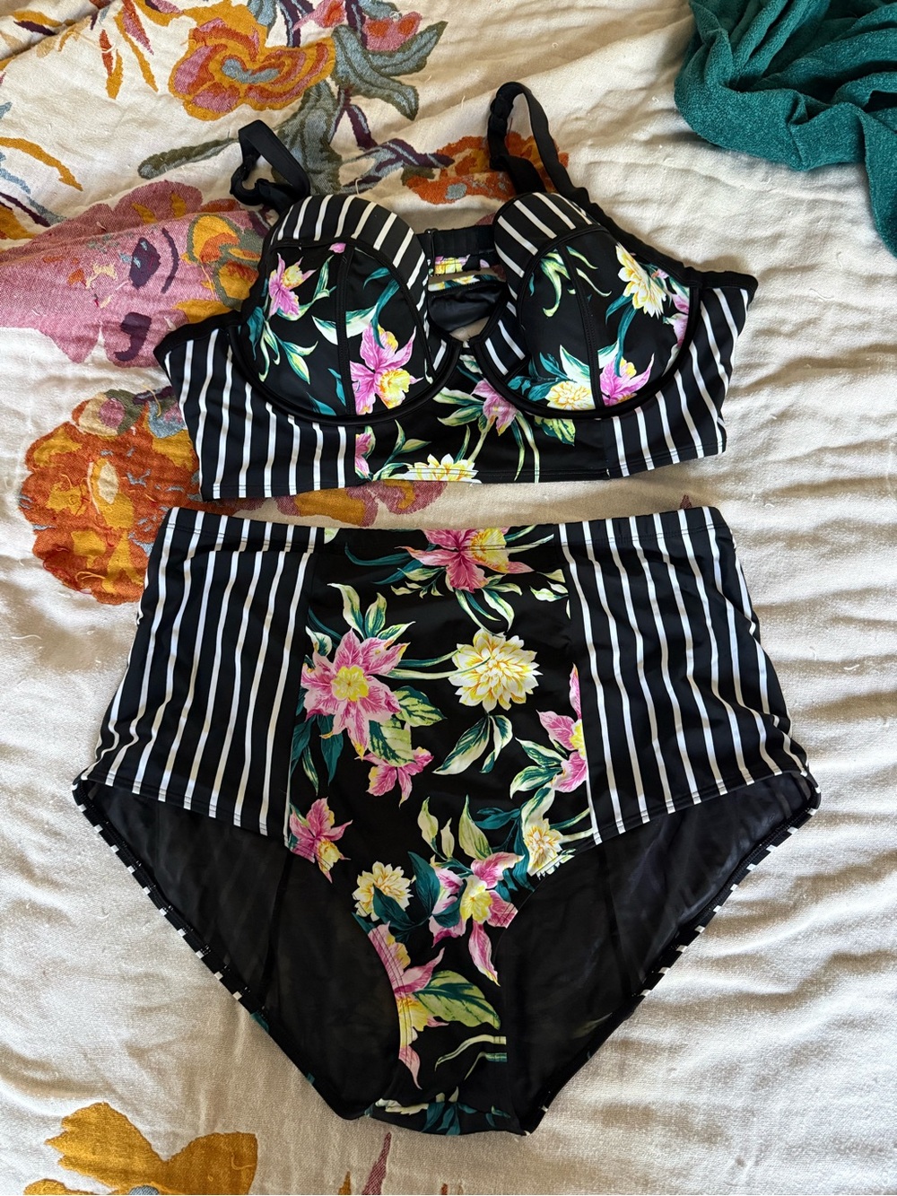 Torrid Stripe & Floral Midkini Set